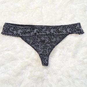 Adore Me M Thong Panties Black Gray Floral Sexy
